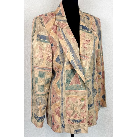 MALCOLM EMILIO • Stay Relevant Tan/Multi Ankh Reworked Vintage Blazer - Picture 2 of 16